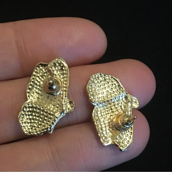 Green and Yellow Butterfly Earrings - Picture 2 of 5